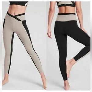 Athleta Chroma 78 Tight Athletic Leggings Powervita Black / Quail Beige Size XXS